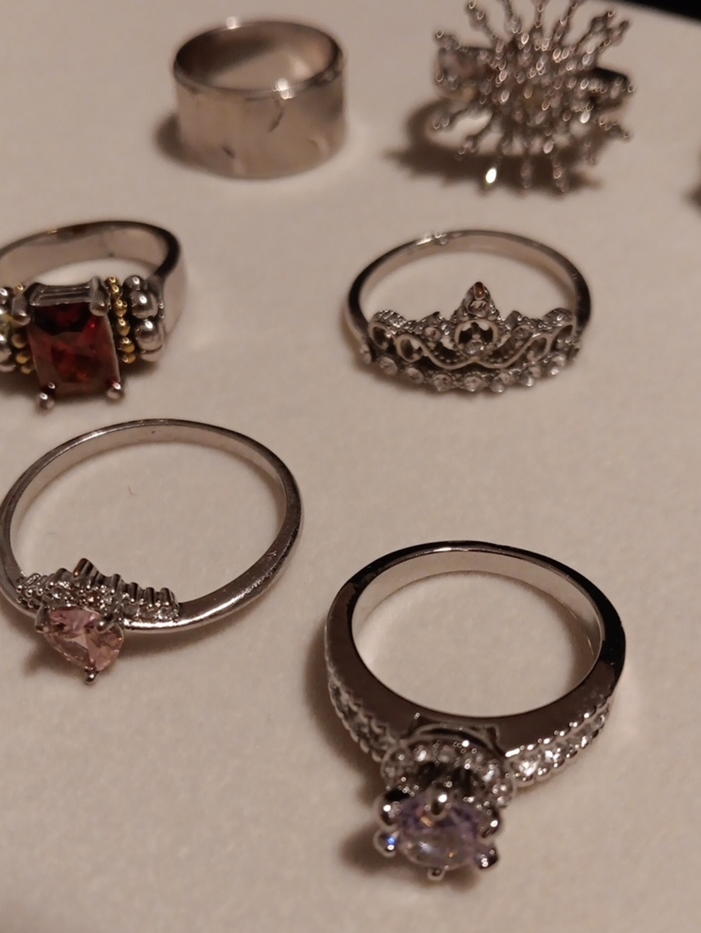 10 Silver Tone Rings - Picture 8 of 9